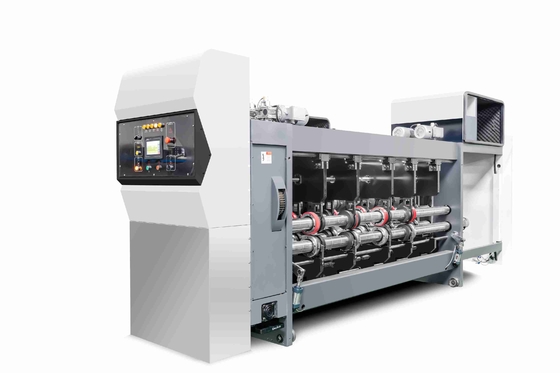 Màu trắng G6-1224 Tất cả máy tính điều khiển áp suất Không cung cấp cấu trúc dẫn cạnh chân không Chuyển 4 in màu + Slotter + Die Cutter + Vibrator + Stacker